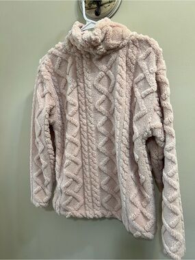 Eddie Bauer Plush Cable-Knit Turtleneck Sweater - Light Blush Size S